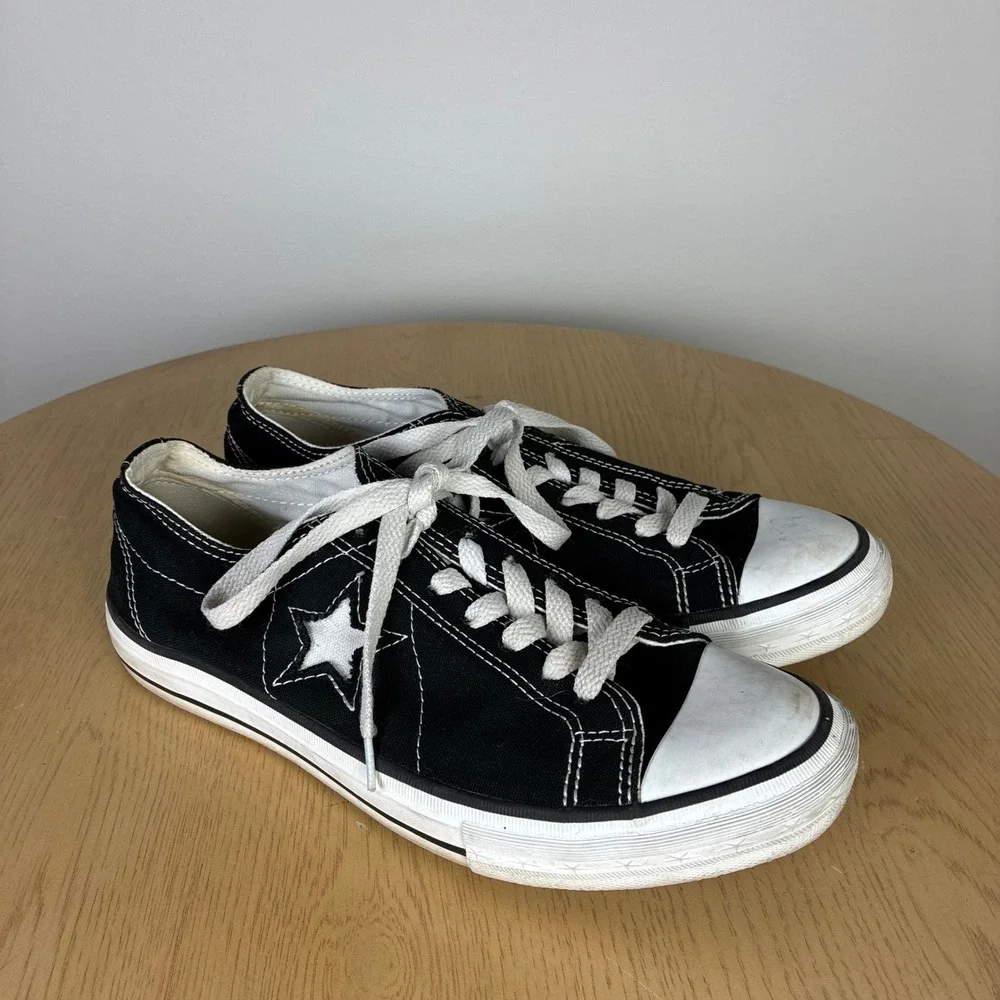 Converse One Star Black Canvas Low Top Sneakers Women's 9 Retro Skater Comfort